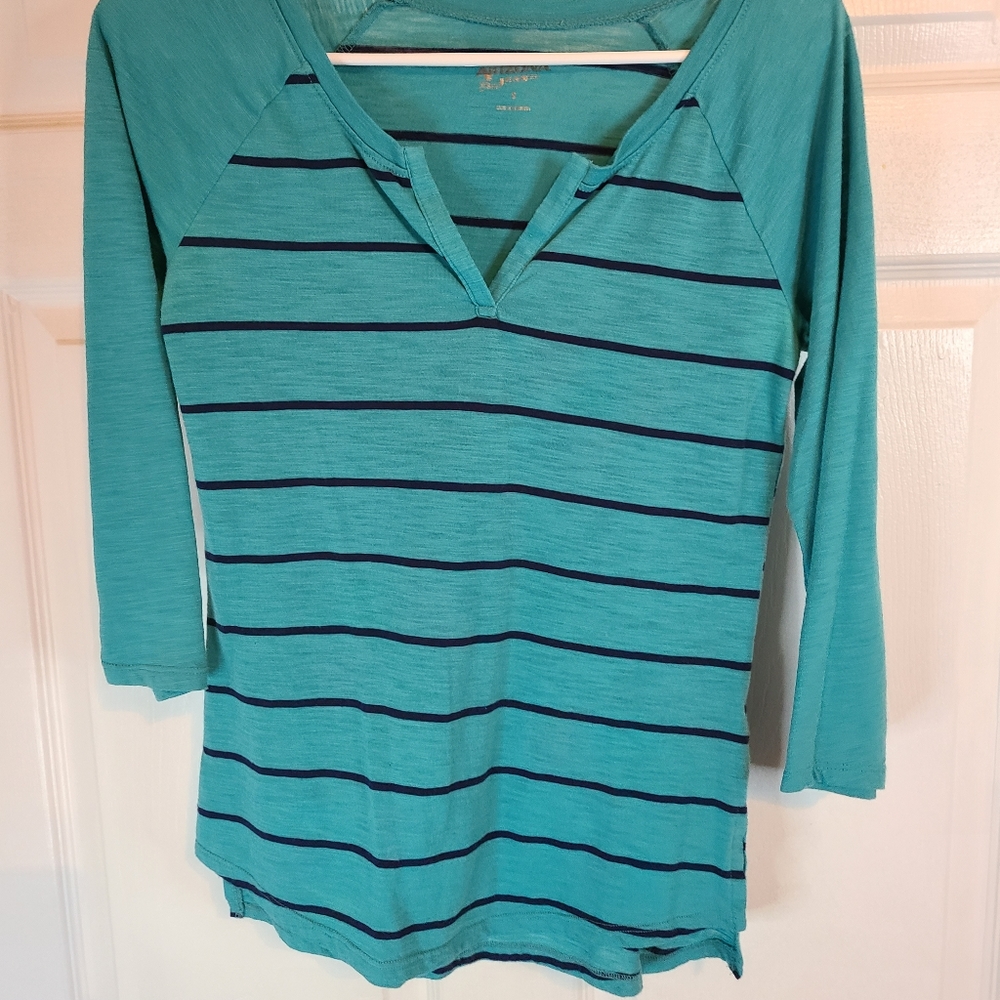 Arizona Jeans Company Woman's Long Sleeve Blouse, Size: Small Color: Teal